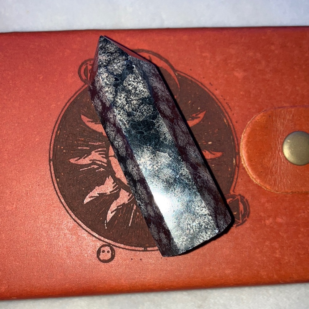 2.5 inch tall snowflake obsidian tower